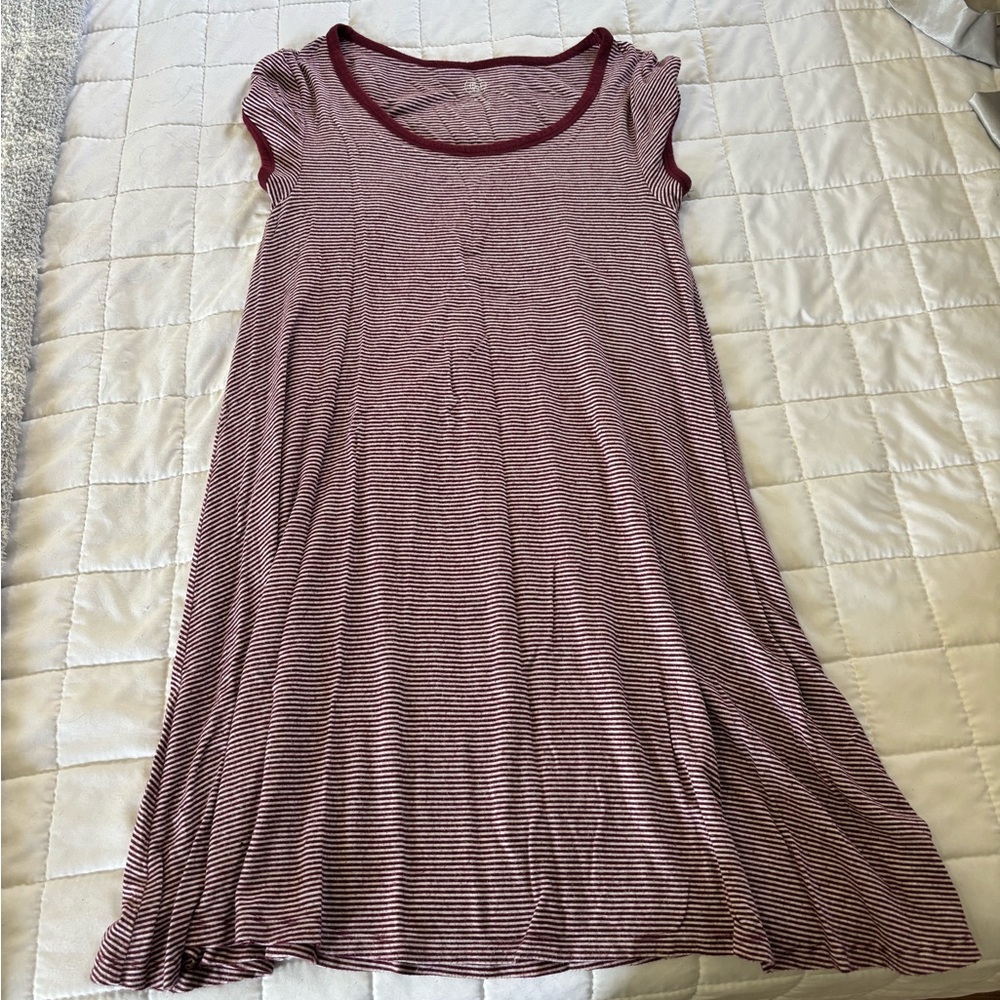 Striped Maroon and White Dress